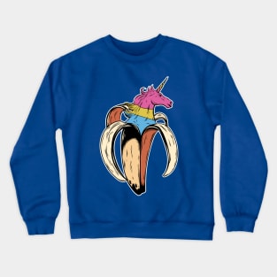 Pansexual Unicorn Banana LGBT Pride Flag Crewneck Sweatshirt